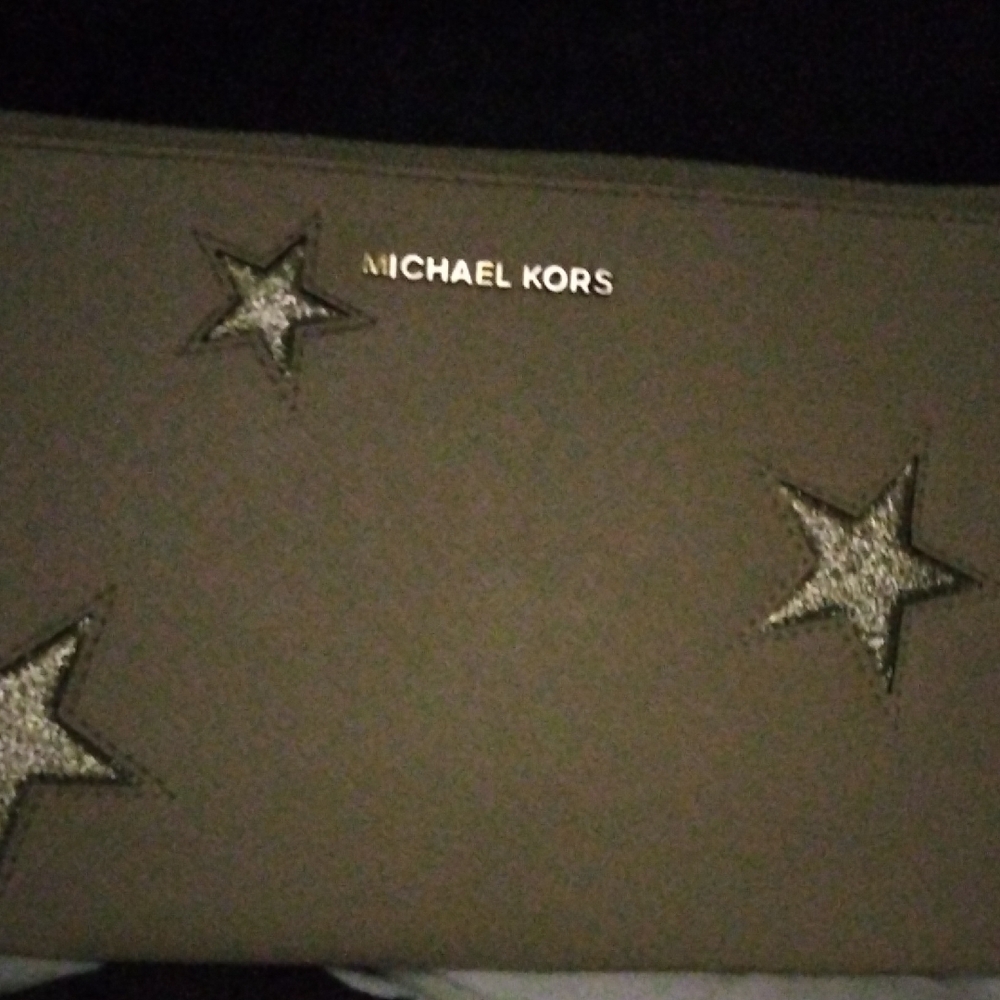 Michael Kors Star-Embellished Brown Clutch